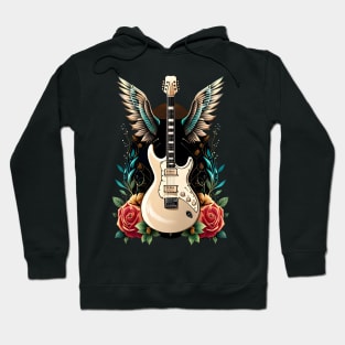 Electric guitar white with wings 17 Hoodie